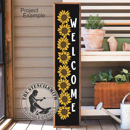 10000 Welcome Sunflower Leaner Stencil - The Stencilsmith