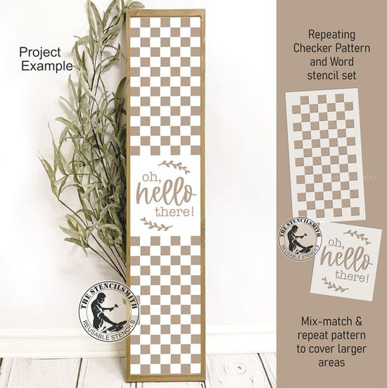 10001 Oh, Hello There Checker Pattern Stencil Set - The Stencilsmith