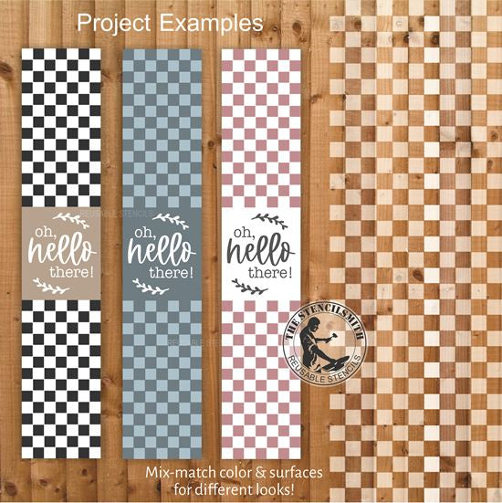 10001 Oh, Hello There Checker Pattern Stencil Set - The Stencilsmith