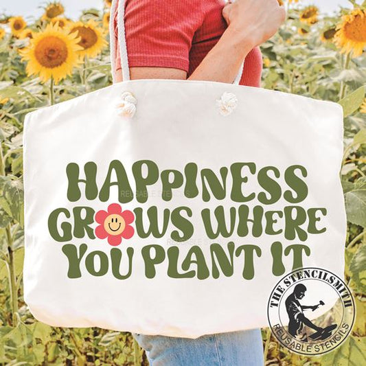 10009 Happiness Grows Retro Stencil - The Stencilsmith