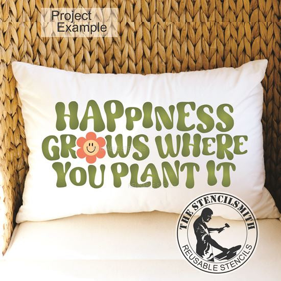 10009 Happiness Grows Retro Stencil - The Stencilsmith
