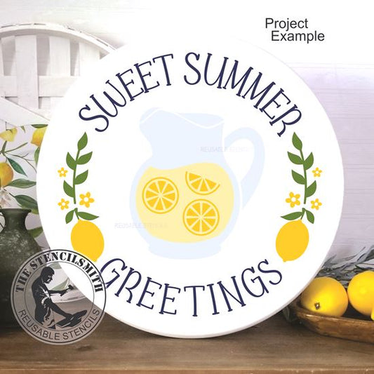 10014 Sweet Summer Greetings Lemonade Stencil - The Stencilsmith