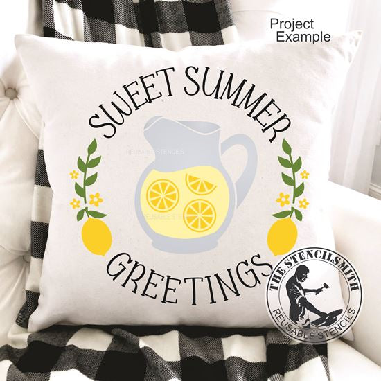 10014 Sweet Summer Greetings Lemonade Stencil - The Stencilsmith