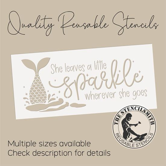10027 She Leaves A Little Sparkle Mermaid Stencil - The Stencilsmith