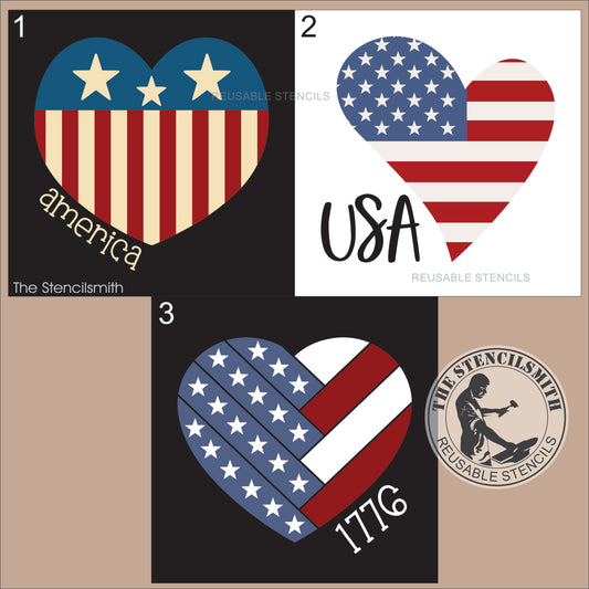 10033 Patriotic Heart Stencils - The Stencilsmith