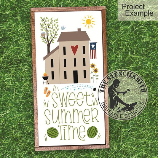 10062 Sweet Summertime Saltbox Stencil - The Stencilsmith