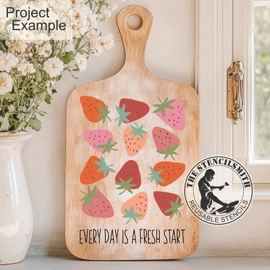 10065 Every Day Is A Fresh Start Strawberry Stencil - The Stencilsmith