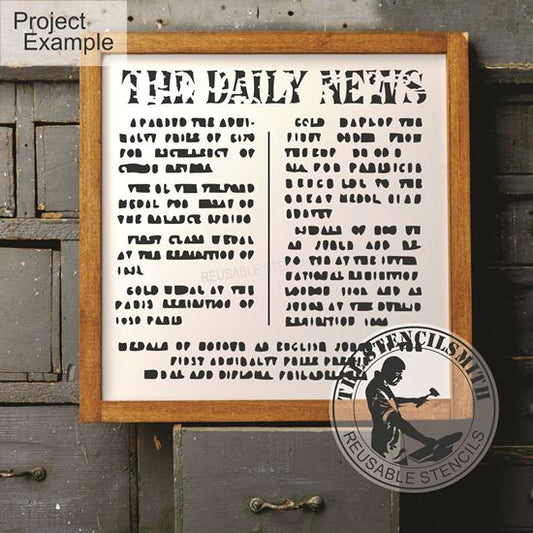 10068 Vintage Newspaper Print Stencil - The Stencilsmith