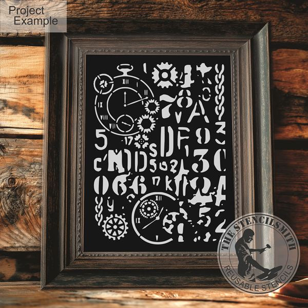 10071 Vintage Steampunk Background Stencil - The Stencilsmith