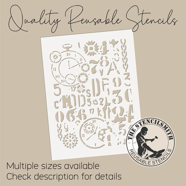 10071 Vintage Steampunk Background Stencil - The Stencilsmith