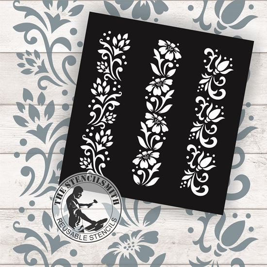 10008 Vintage Floral Borders Stencil