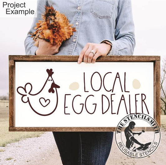 CLEARANCE #10091 Local Egg Dealer Stencil - S - 7mil blue mylar - The Stencilsmith