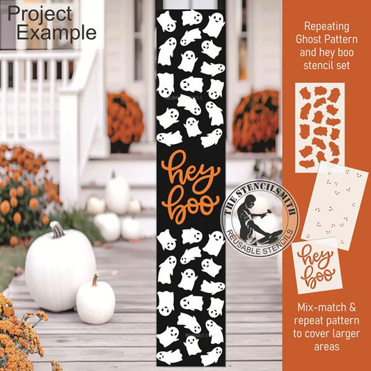 10095 Hey Boo Ghost Pattern Stencil Set - The Stencilsmith