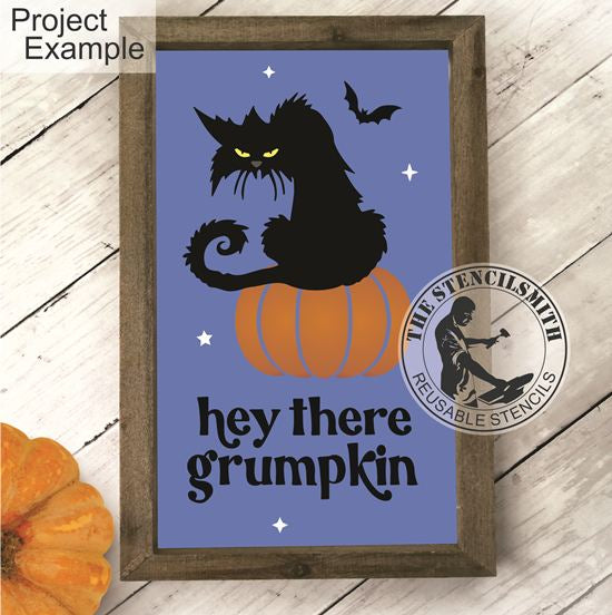 10117 Hey There Grumpkin Cat Stencil - The Stencilsmith