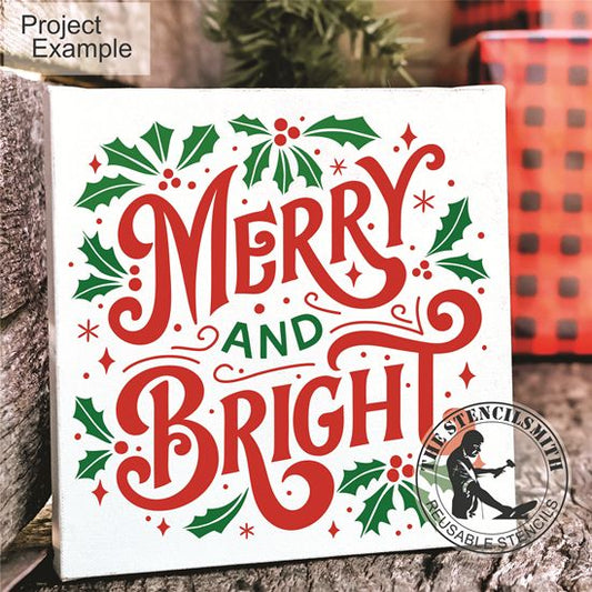 10128 Merry And Bright Stencil - The Stencilsmith