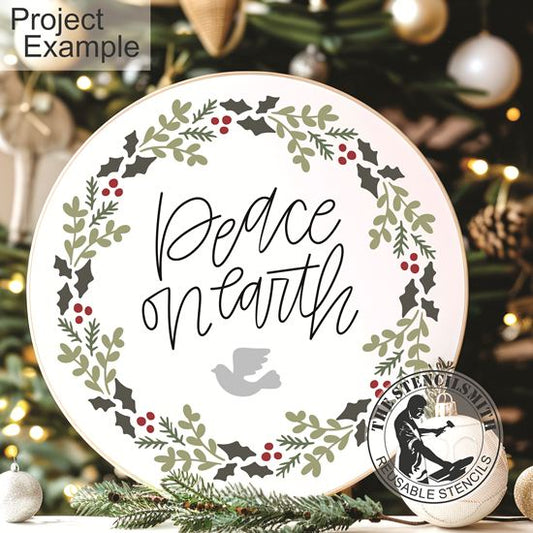 10129 Peace On Earth Wreath Stencil - The Stencilsmith
