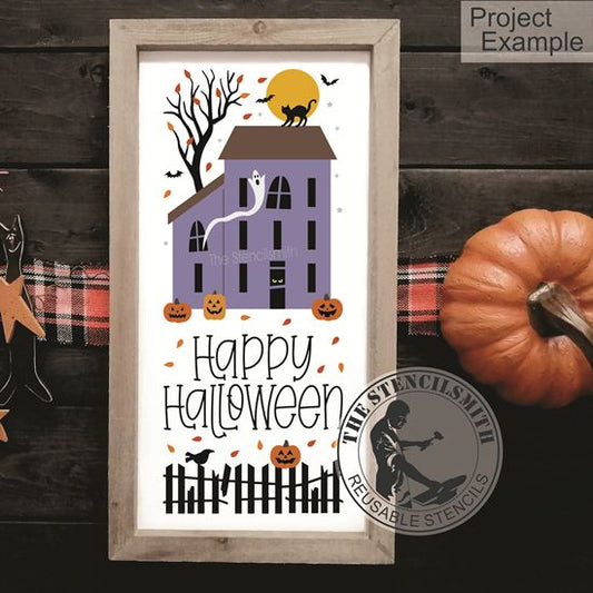 10136 Happy Halloween Saltbox Stencil - The Stencilsmith