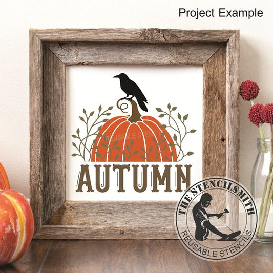 10140 Autumn Pumpkin Crow Stencil - The Stencilsmith