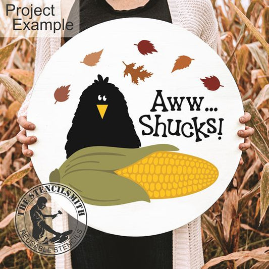 10143 Aww... Shucks! Crow Stencil - The Stencilsmith