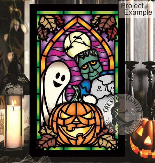 10144 Halloween Stained Glass Stencil - The Stencilsmith