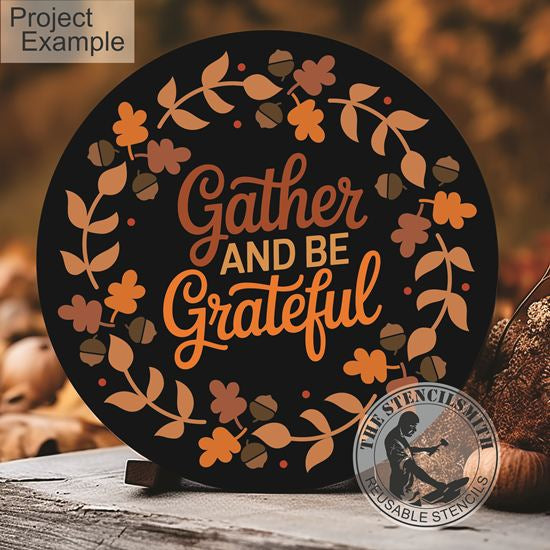 10146 Gather And Be Grateful Wreath Stencil - The Stencilsmith