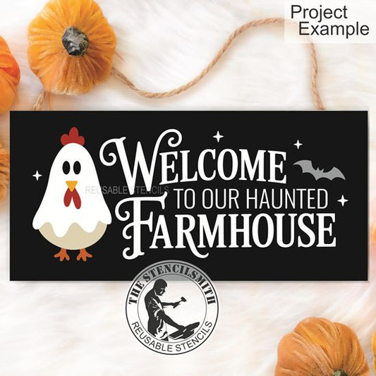 10154 Haunted Farmhouse Ghost Chicken Stencil - The Stencilsmith