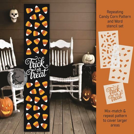 10159 Trick Or Treat Candy Corn Pattern Stencil Set - The Stencilsmith