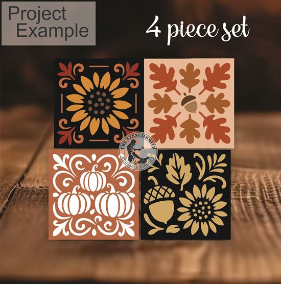 10184 Fall Micro Mini Block 4pc Stencil Set - The Stencilsmith