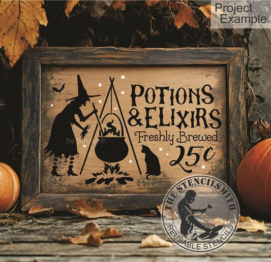 10192 Potions And Elixirs Witch Stencil - The Stencilsmith