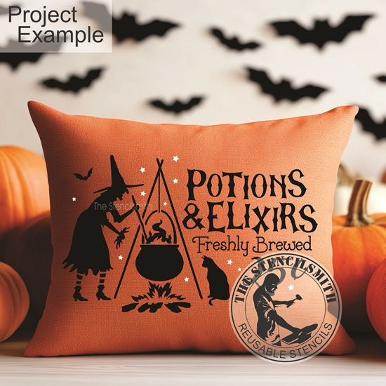 10192 Potions And Elixirs Witch Stencil - The Stencilsmith