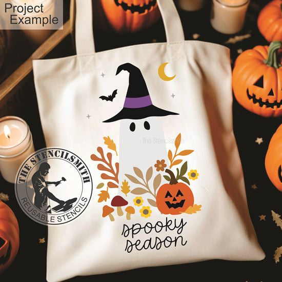 10193 Spooky Season Floral Ghost Stencil
