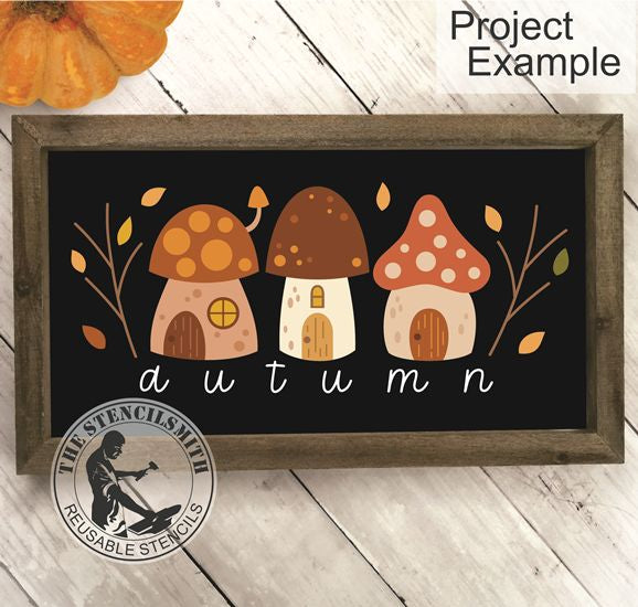 10197 Autumn Mushroom House Stencil - The Stencilsmith