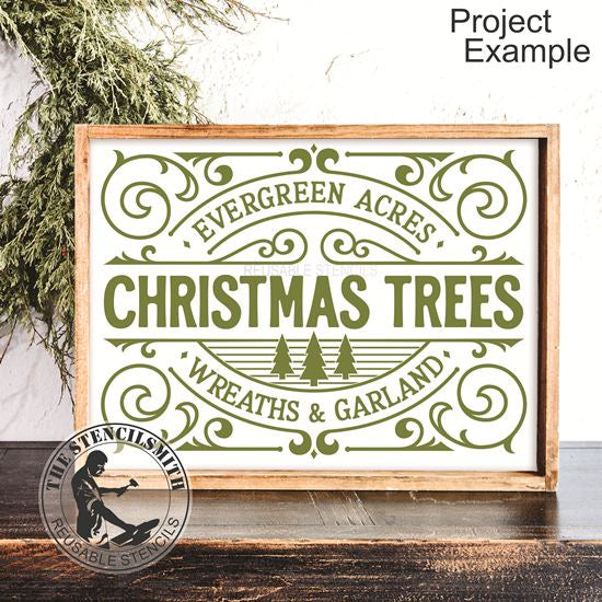 10209 Evergreen Aces Christmas Trees Stencil - The Stencilsmith
