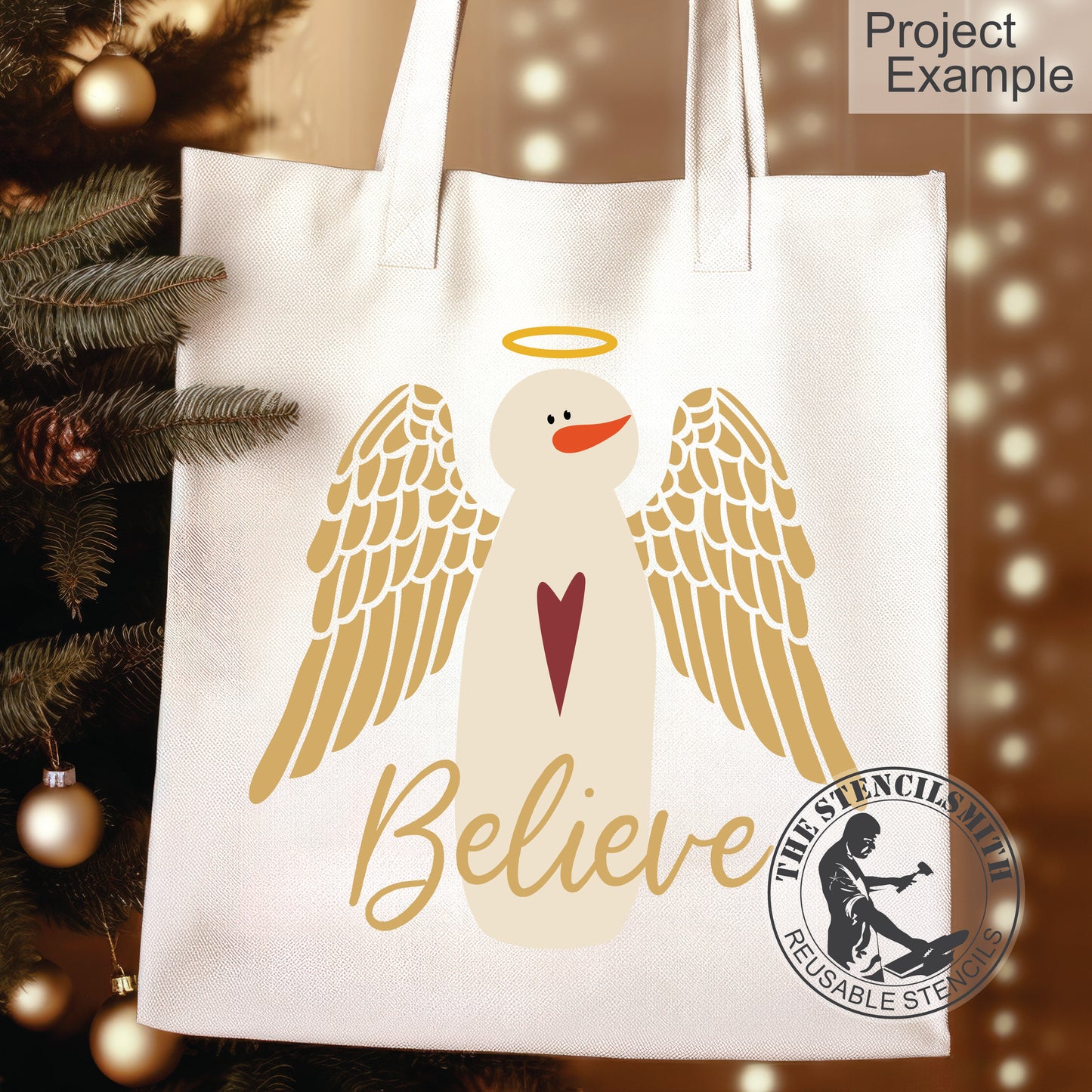 10227 Believe Snowman Angel Stencil
