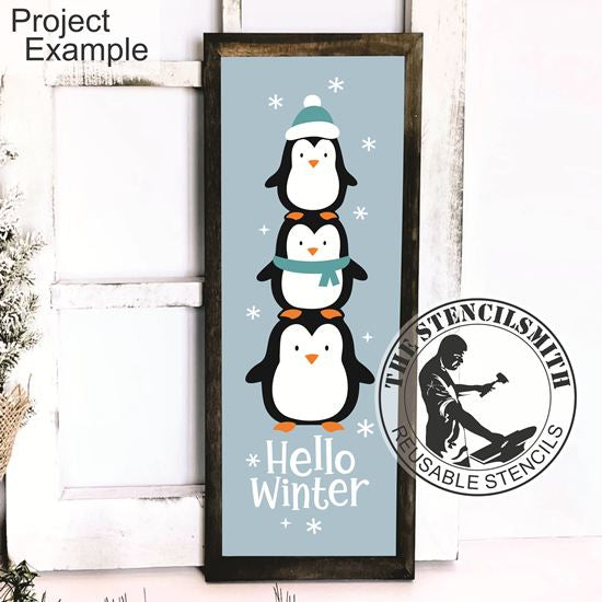 10245 Hello Winter Penguin Stencil