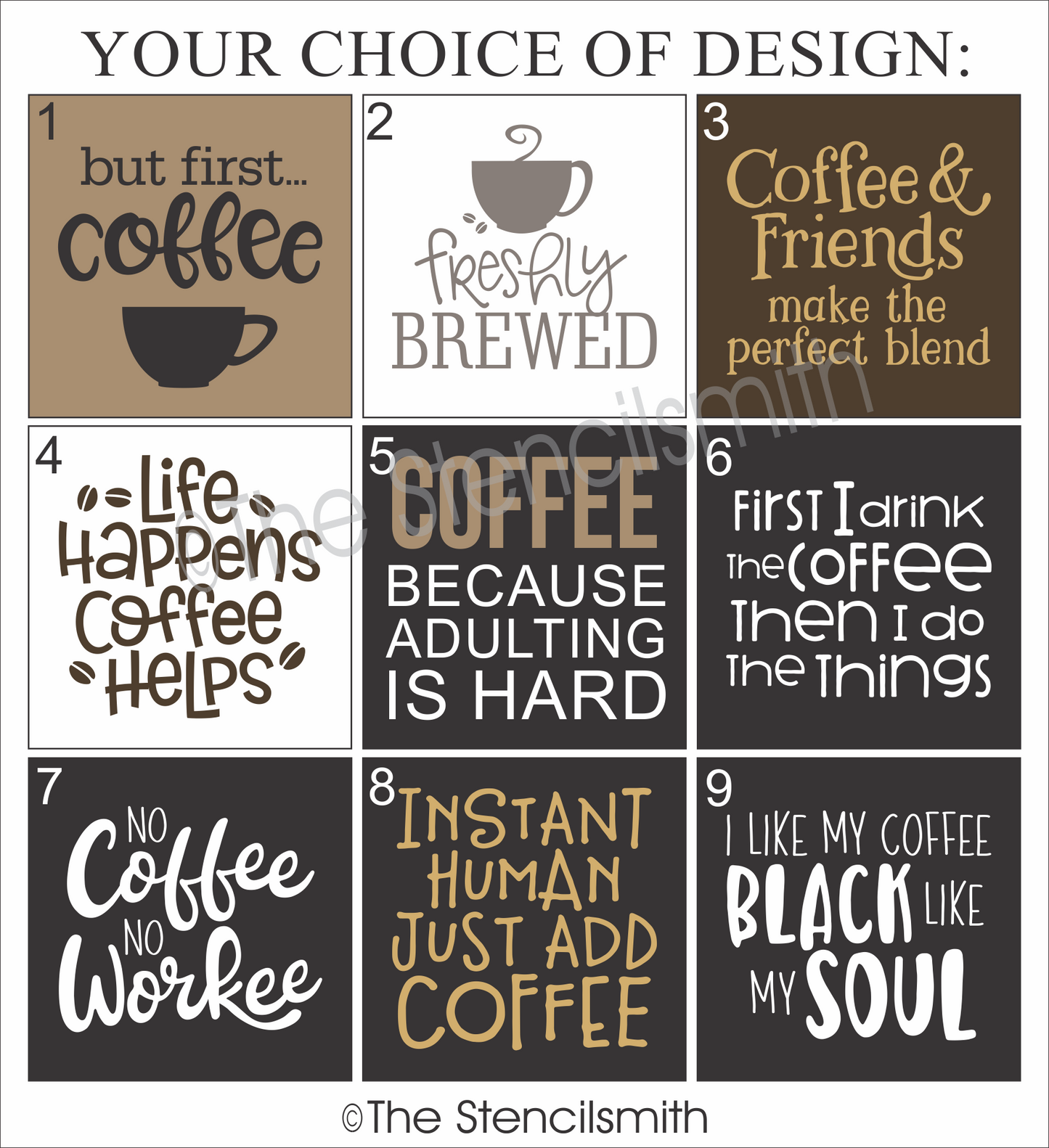 4748 Coffee Minis Stencils - The Stencilsmith