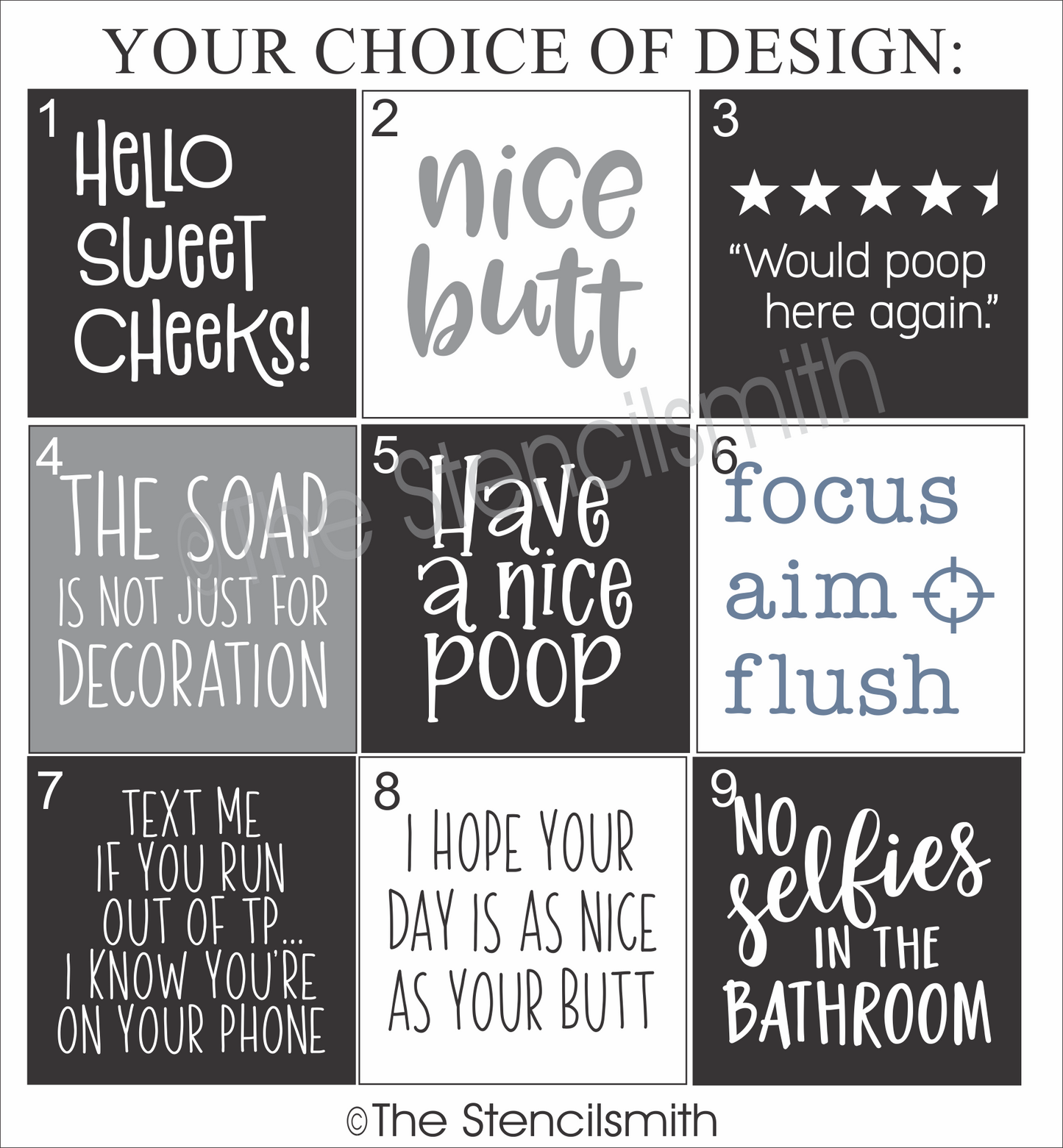 6124 Bathroom Humor Minis Stencils