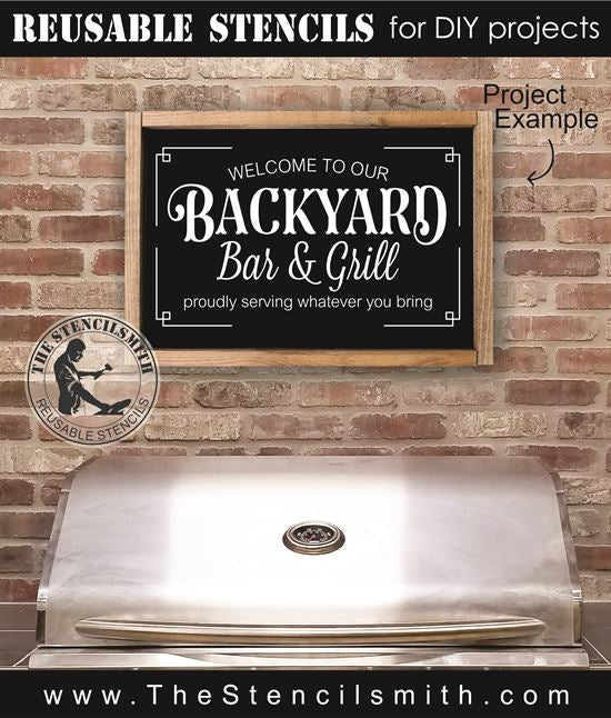 6886 - welcome to our Backyard Bar & Grill - The Stencilsmith