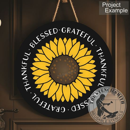 7000 Thankful Blessed Grateful Stencil - The Stencilsmith