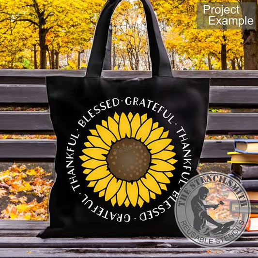 7000 Thankful Blessed Grateful Stencil - The Stencilsmith