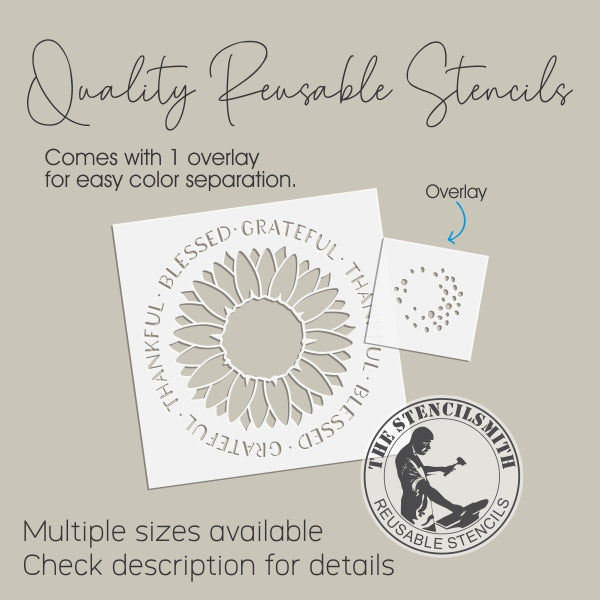 7000 Thankful Blessed Grateful Stencil - The Stencilsmith
