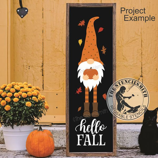 7030 Hello Fall Gnome Stencil - The Stencilsmith