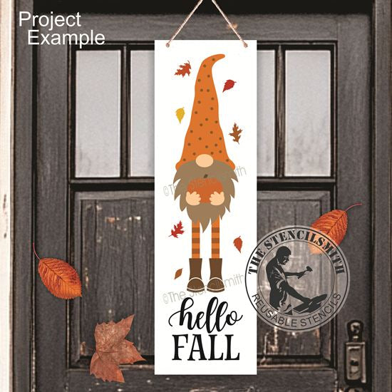 7030 Hello Fall Gnome Stencil - The Stencilsmith
