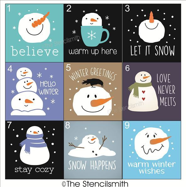 7179 Snowman Minis Stencils - The Stencilsmith