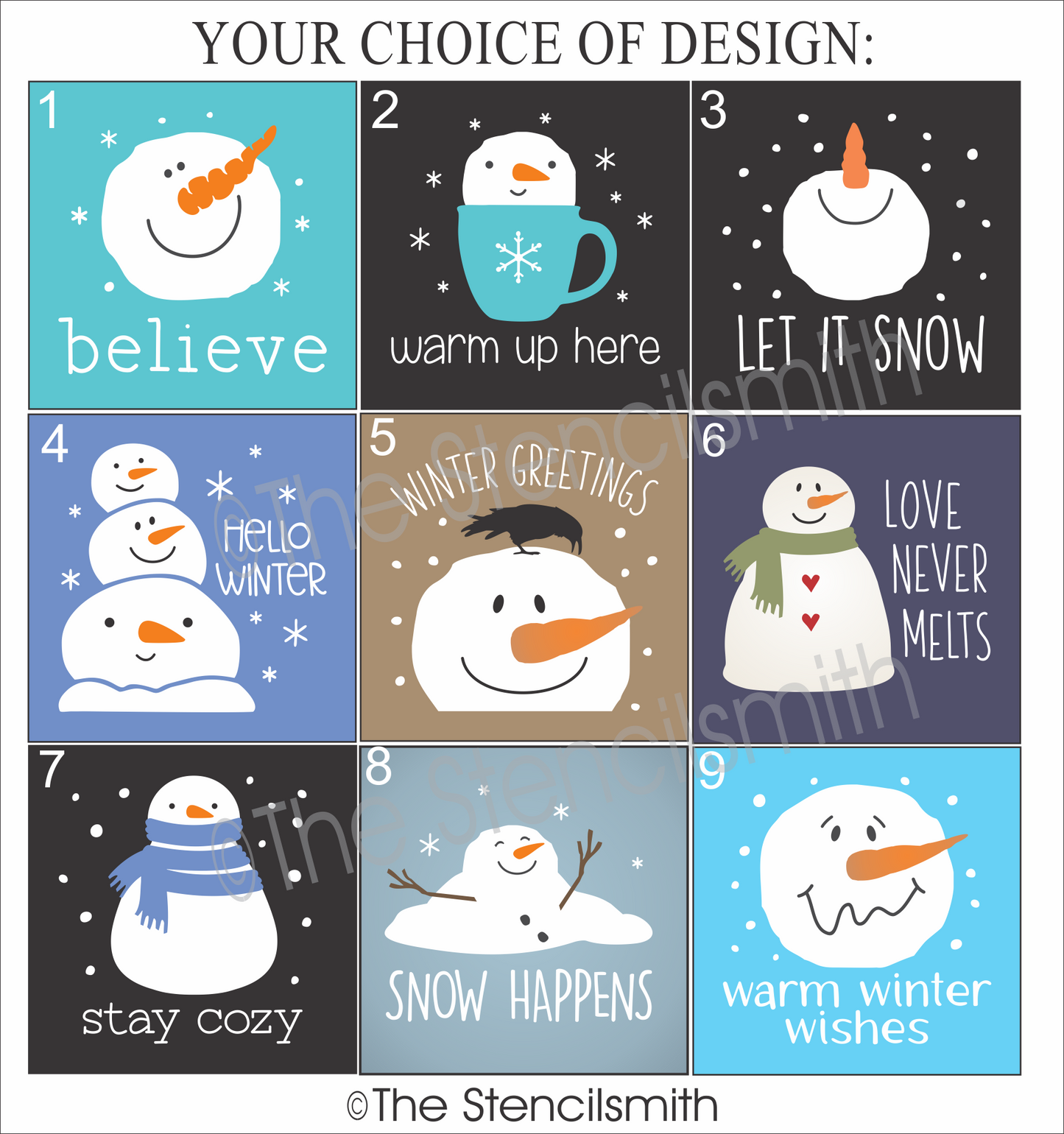 7179 Snowman Minis Stencils - The Stencilsmith