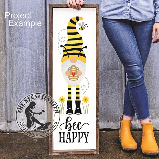 7436 Bee Happy Gnome Stencil