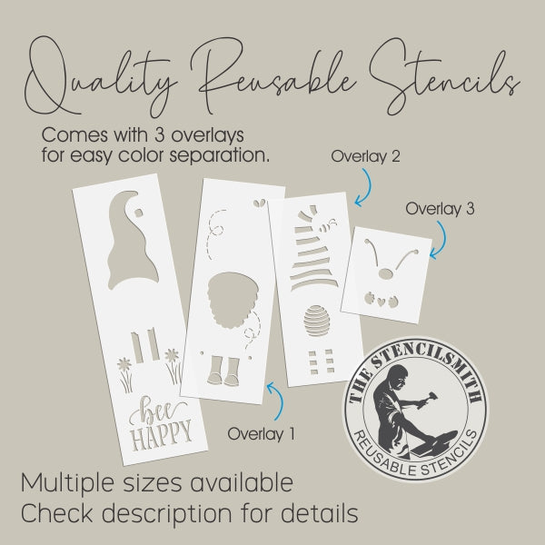 7436 Bee Happy Gnome Stencil - The Stencilsmith