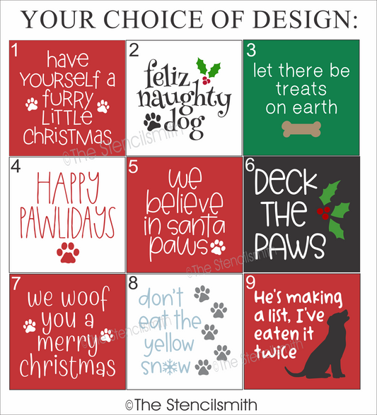 7844 Dog Christmas Minis Stencils - The Stencilsmith
