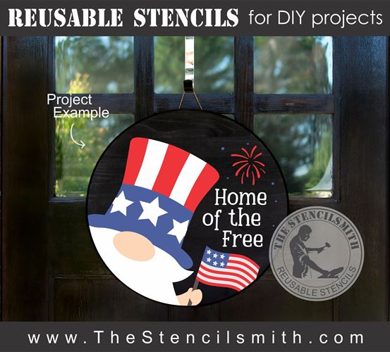 8884 Home of the Free gnome stencil - The Stencilsmith