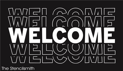 8901 welcome stacked stencil - The Stencilsmith